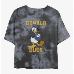 HER Disney Donald Duck Angry Womens Tie-Dye Crop T-Shirt