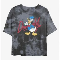 HER Disney Donald Duck Signature Womens Tie-Dye Crop T-Shirt