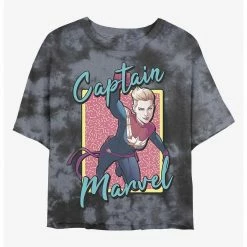 HER Marvel Captain Marvel Retro Womens Tie-Dye Crop T-Shirt