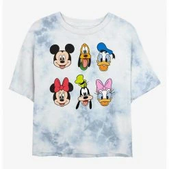 HER Disney Mickey Mouse And Friends Faces Womens Tie-Dye Crop T-Shirt