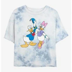 HER Disney Donald Duck And Daisy Womens Tie-Dye Crop T-Shirt