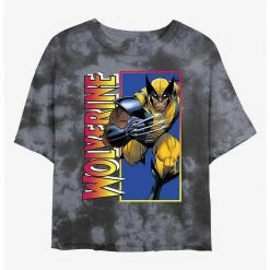 HER Marvel X-Men Wolverine Classic Womens Tie-Dye Crop T-Shirt