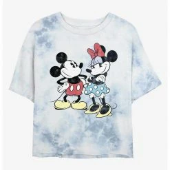 HER Disney Mickey Mouse And Minnie Retro Womens Tie-Dye Crop T-Shirt