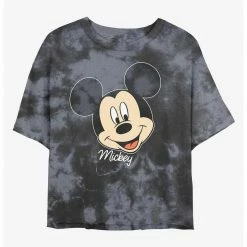 HER Disney Mickey Mouse Big Face Womens Tie-Dye Crop T-Shirt