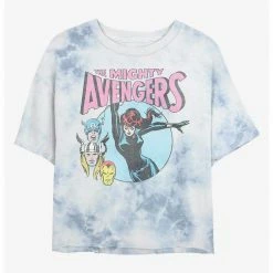 Marvel Avengers Retro Mighty Heroes Womens Tie-Dye Crop T-Shirt
