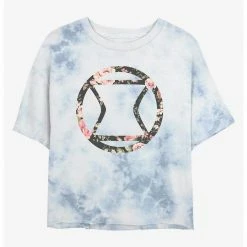 HER Marvel Black Widow Logo Floral Womens Tie-Dye Crop T-Shirt