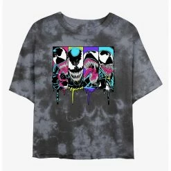 HER Marvel Venom Neon Drip Womens Tie-Dye Crop T-Shirt