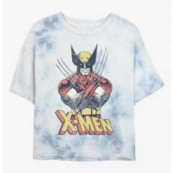 HER Marvel X-Men Vintage Wolverine Womens Tie-Dye Crop T-Shirt