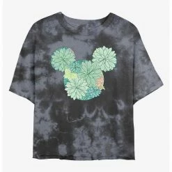 HER Disney Mickey Mouse Succulents Womens Tie-Dye Crop T-Shirt