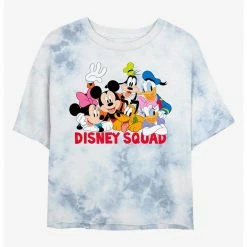 HER Disney Mickey Mouse Disney Squad Womens Tie-Dye Crop T-Shirt