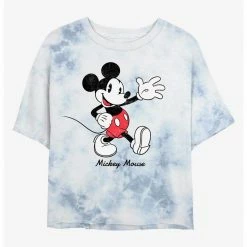 HER Disney Mickey Mouse Vintage Classic Womens Tie-Dye Crop T-Shirt