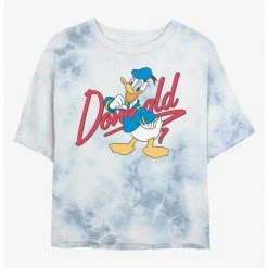 HER Disney Donald Duck Signature Womens Tie-Dye Crop T-Shirt