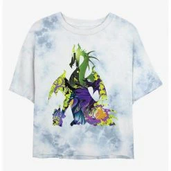 HER Disney Sleeping Beauty Maleficent Dragon Womens Tie-Dye Crop T-Shirt