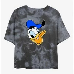 HER Disney Donald Duck Big Face Womens Tie-Dye Crop T-Shirt