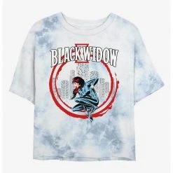 HER Marvel Black Widow City Circle Womens Tie-Dye Crop T-Shirt