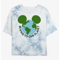 HER Disney Mickey Mouse Kind To Our Planet Womens Tie-Dye Crop T-Shirt