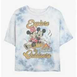 HER Disney Mickey Mouse Explore Outdoors Womens Tie-Dye Crop T-Shirt