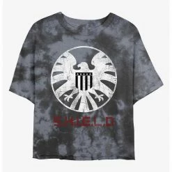 HER Marvel S.H.I.E.L.D. Branding Womens Tie-Dye Crop T-Shirt