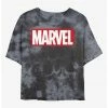 HER Marvel Logo Womens Tie-Dye Crop T-Shirt