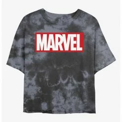 HER Marvel Logo Womens Tie-Dye Crop T-Shirt