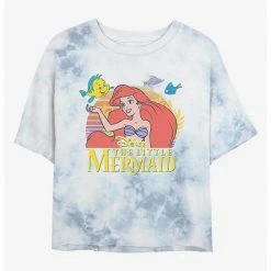 HER Disney The Little Mermaid Title Womens Tie-Dye Crop T-Shirt