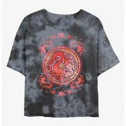HER Disney Mulan Mushu Stained Glass Tie-Dye Womens Crop T-Shirt