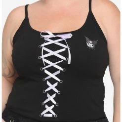 HUNIVERS Kuromi Lace-Up Strappy Tank Top Plus Size