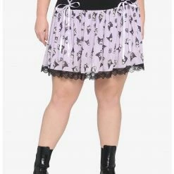 HUNIVERS Kuromi Mesh Lace-Up Skirt Plus Size