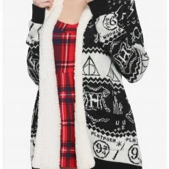 HUNIVERS Harry Potter Deathly Hallows Sherpa Cardigan