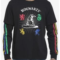 OURUNVRS Harry Potter Hogwarts Houses Twofer Long-Sleeve T-Shirt