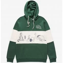 OURUNVRS Disney Winnie The Pooh Group Panel Quarter Zip Hoodie