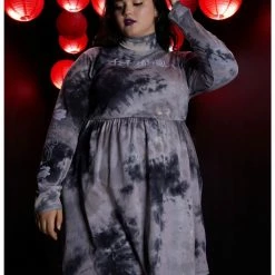 HUNIVERS Studio Ghibli Spirited Away Haku Tie-Dye Long-Sleeve Dress Plus Size