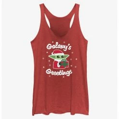 HER Star Wars The Mandalorian Santa Grogu Galaxy's Greetings Womens Tank Top
