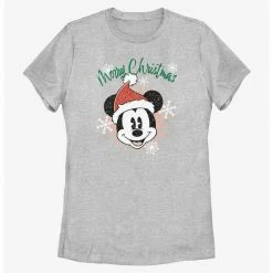 HER Disney Mickey Mouse Snowflakes Santa Mickey Womens T-Shirt