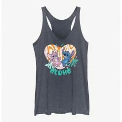 HER Disney Lilo & Stitch Angel And Stitch Groovy Heart Womens Tank Top