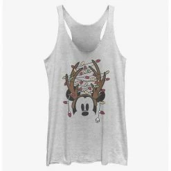 HER Disney Mickey Mouse Christmas Light Antlers Womens Tank Top