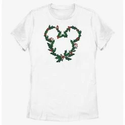 HER Disney Mickey Mouse Mistletoe Wreath Ears Womens T-Shirt