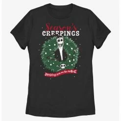 HER Disney The Nightmare Before Christmas Santa Jack Season's Creepings Wreath Womens T-Shirt