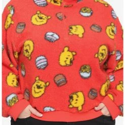 HUNIVERS Disney Winnie The Pooh Fuzzy Half-Zipper Girls Sweater Plus Size