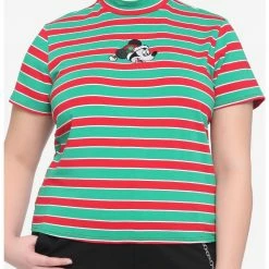 HUNIVERS Her Universe Disney Holiday Stripe Mock Neck T-Shirt Plus Size