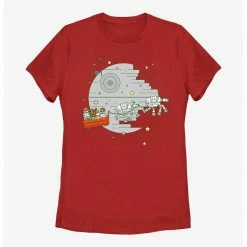 HER Star Wars Christmas Death Star Womens T-Shirt
