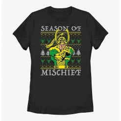HER Marvel Loki Mischief Season Ugly Christmas Womens T-Shirt