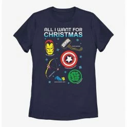 HER Marvel Avengers Christmas List Womens T-Shirt