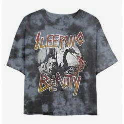 HER Disney Sleeping Beauty Grunge Womens Tie-Dye Crop T-Shirt