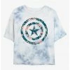 HER Marvel Captain America Shield Floral Womens Tie-Dye Crop T-Shirt