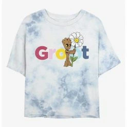 HER Marvel Guardians Of The Galaxy Groot Womens Tie-Dye Crop T-Shirt
