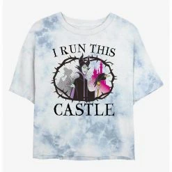 HER Disney Sleeping Beauty Maleficent I Run This Castle Womens Tie-Dye Crop T-Shirt