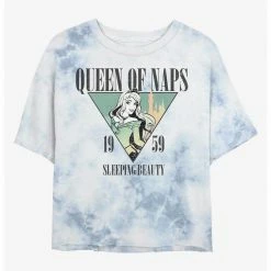 HER Disney Sleeping Beauty Queen Of Naps Womens Tie-Dye Crop T-Shirt