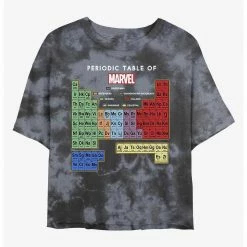 HER Marvel Periodic Table Womens Tie-Dye Crop T-Shirt