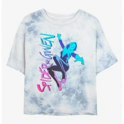HER Marvel Spider-Man Spider-Gwen Web Womens Tie-Dye Crop T-Shirt